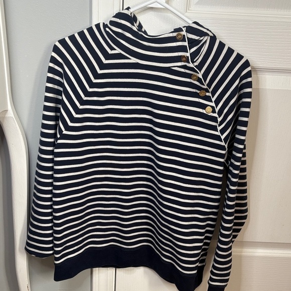 Ralph Lauren Navy and White Striped Turtleneck Sweater - Picture 1 of 4